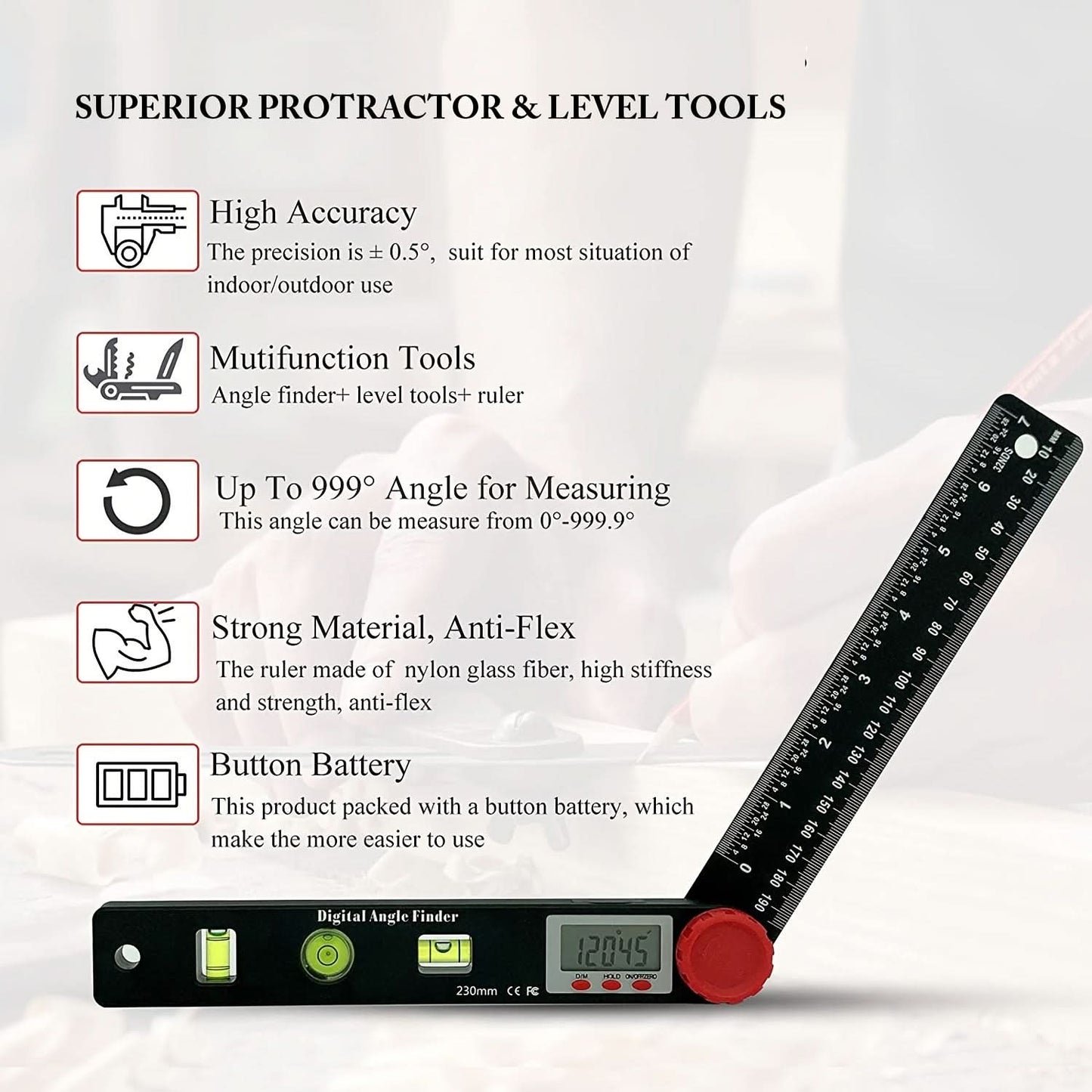 7-Inch Digital Angle Finder Protractor Ruler