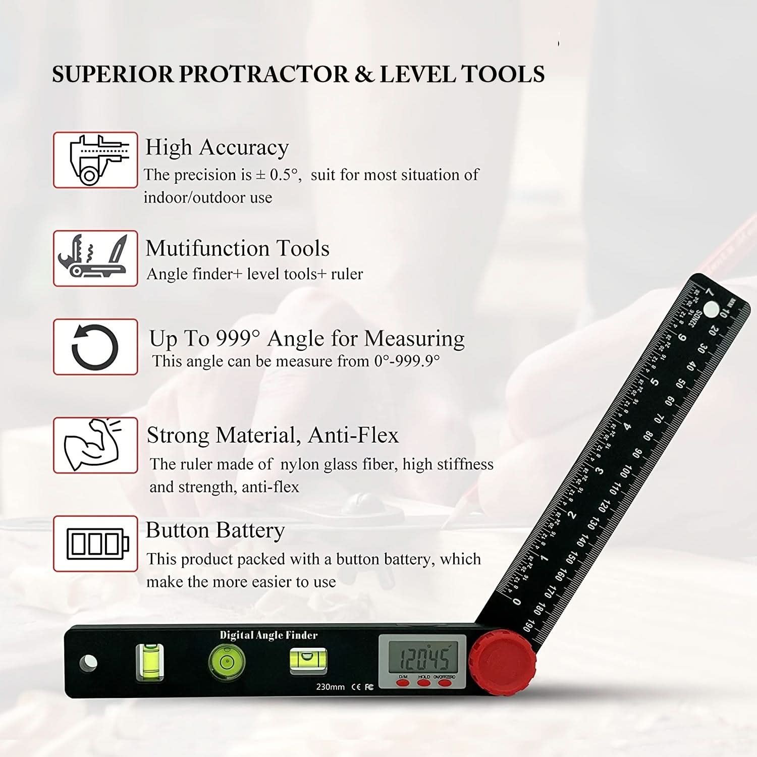 7-Inch Digital Angle Finder Protractor Ruler
