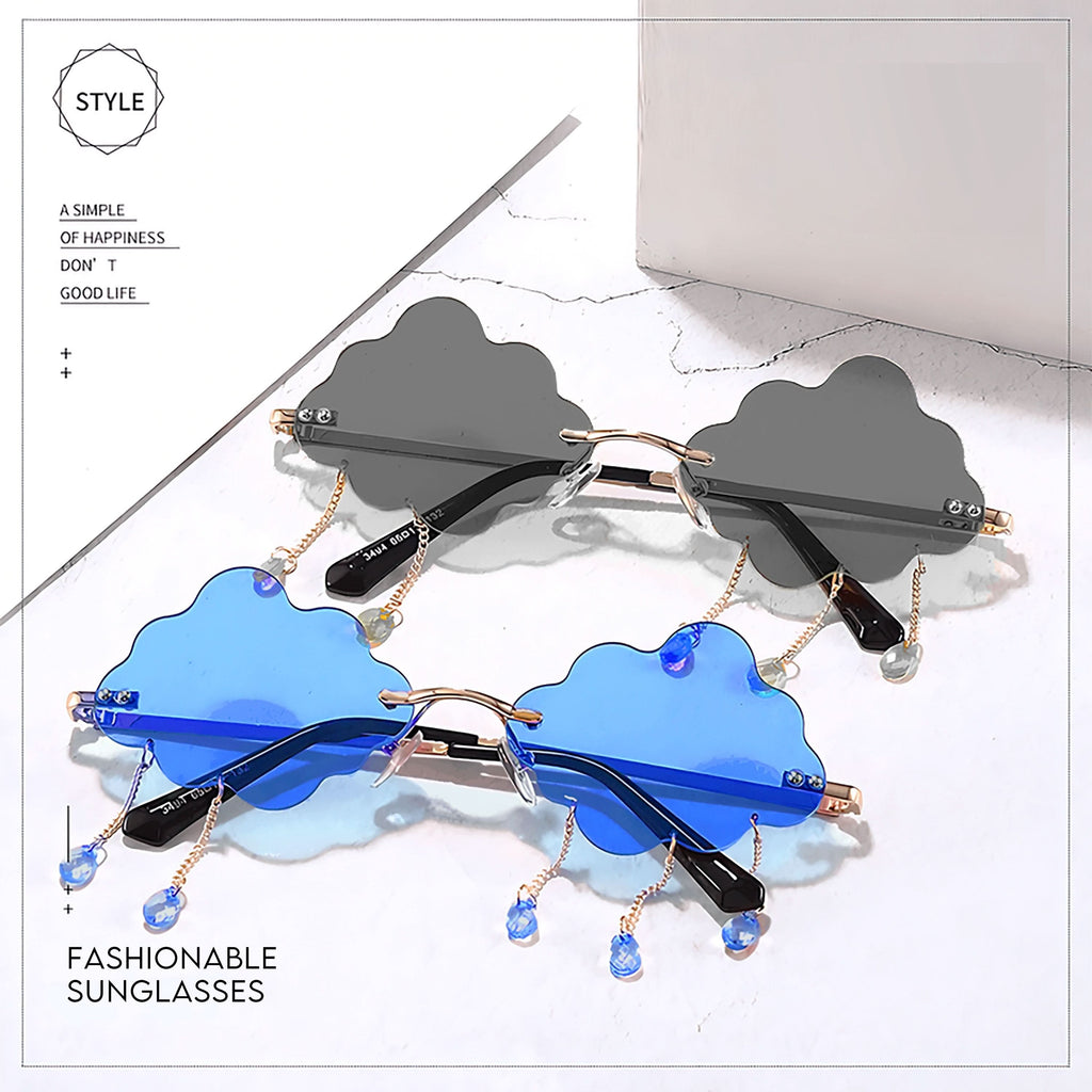 Frameless Cloud & Raindrop Sunglasses - Y2K Style, Novelty Fashion Glasses