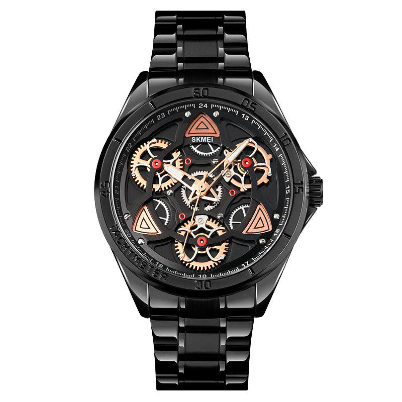 Skmei 1678 Steel Band Creative Gear Turning Mechanical Wind Quartz Watch For Men