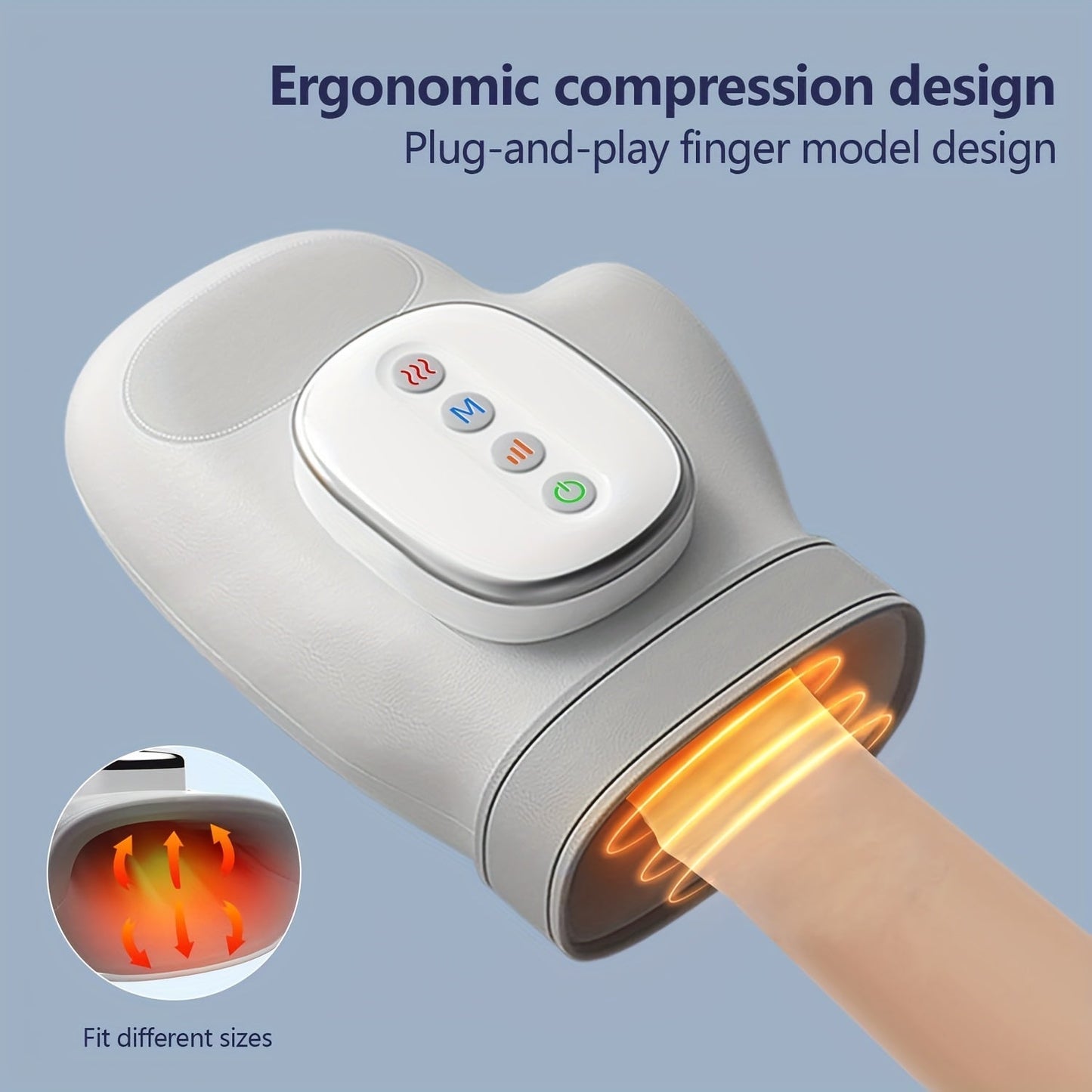 Heated Hand Massager with Compression – 3 Massage Modes, 4 Heat Levels, Palm Rollers for Pain & Numbness Relief