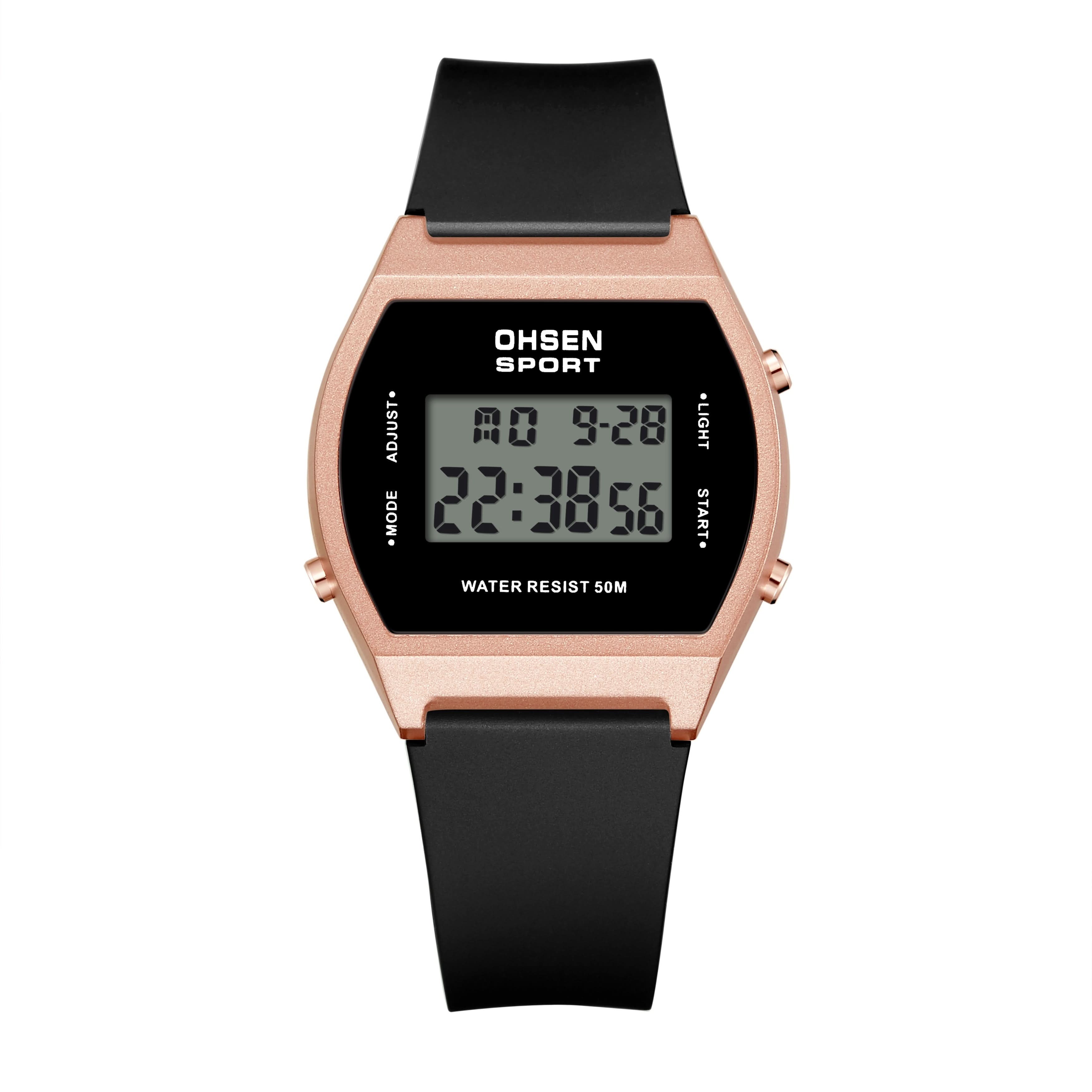 Women’s Digital Sports Watch – Luminous Display, Square Zinc Alloy Case, Silicone Strap
