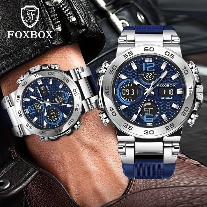 Men's Dual Display Quartz Military Sports Watch – 50M Alarm Clock