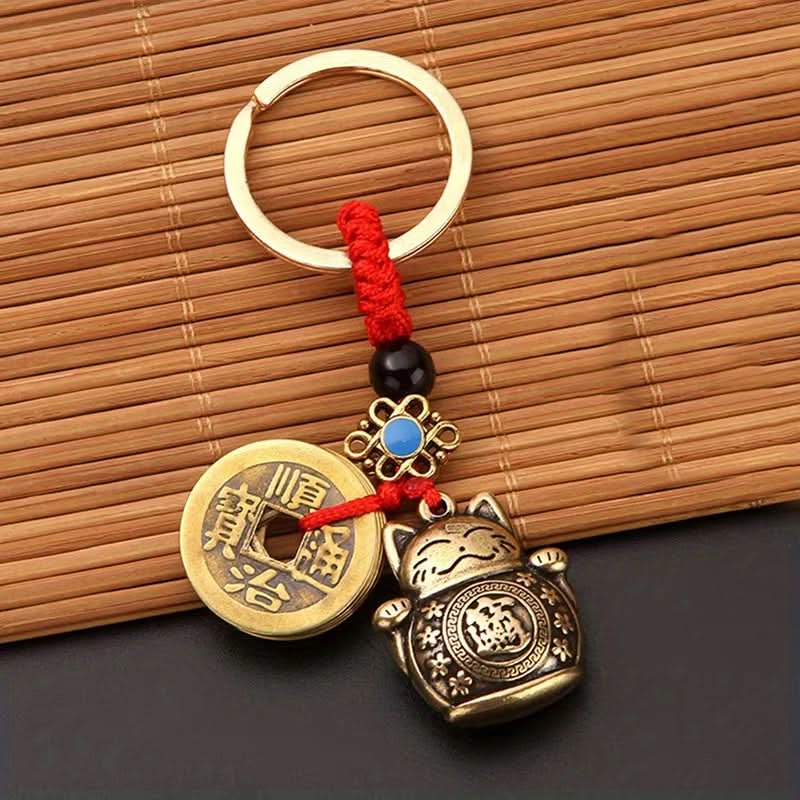 Lucky Cat Keychain – Good Luck Charm Pendant for Men & Women