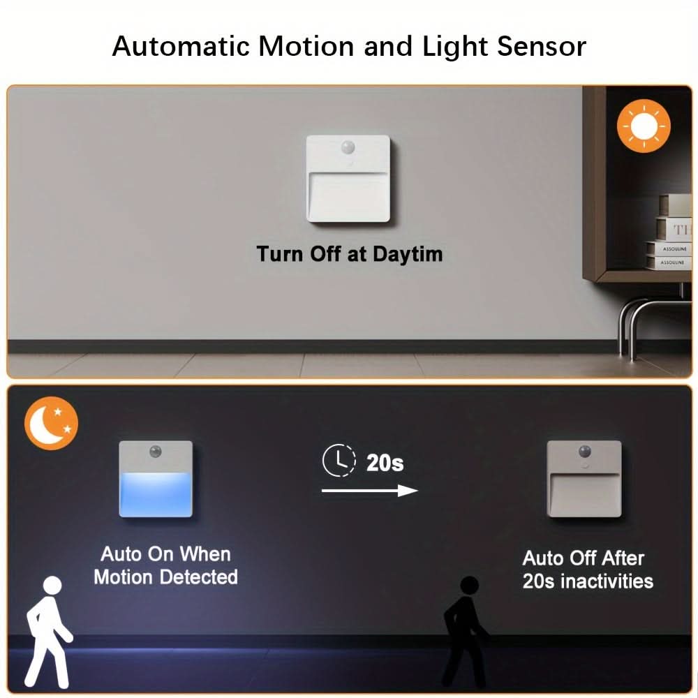 RGB Motion Sensor Night Light - USB Rechargeable LED Wall Lamp