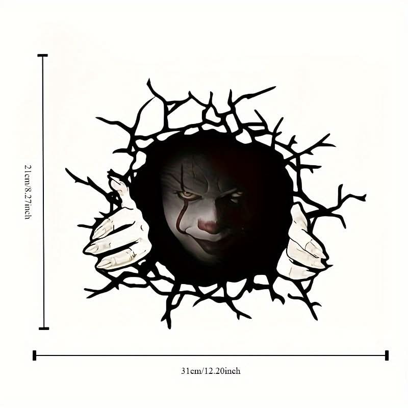 Spooky Halloween Clown Car Sticker – Creepy Peek Design