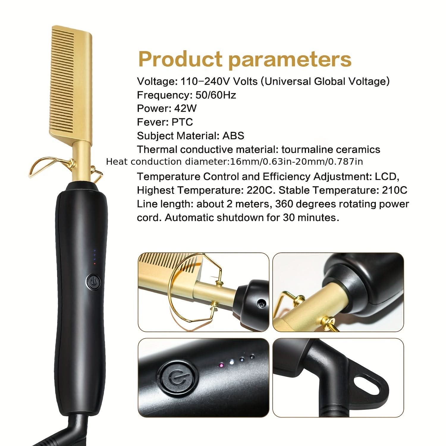 Ceramic Hot Comb Hair Straightener – for Natural Hair & Beards