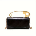 Vintage Black PU Leather Shoulder Bag – Adjustable Strap