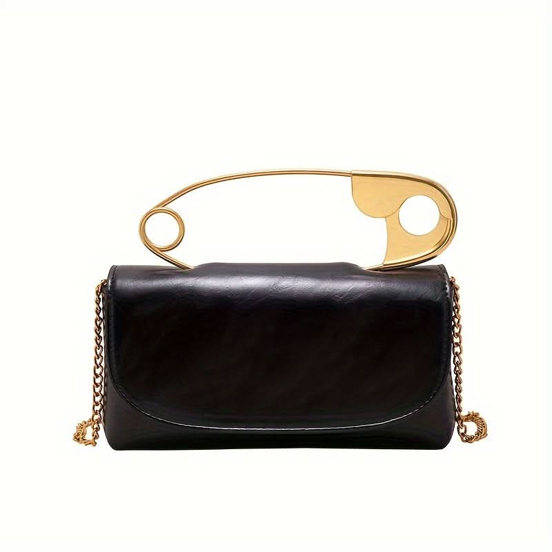 Vintage Black PU Leather Shoulder Bag – Adjustable Strap