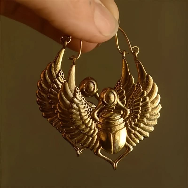 14K Gold Vintage Beetle Punk Earrings