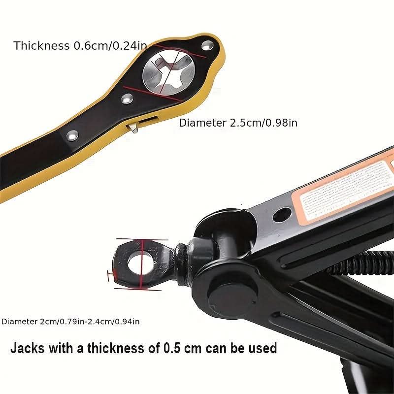 360° Ratchet Jack Wrench, Rust-Resistant Metal