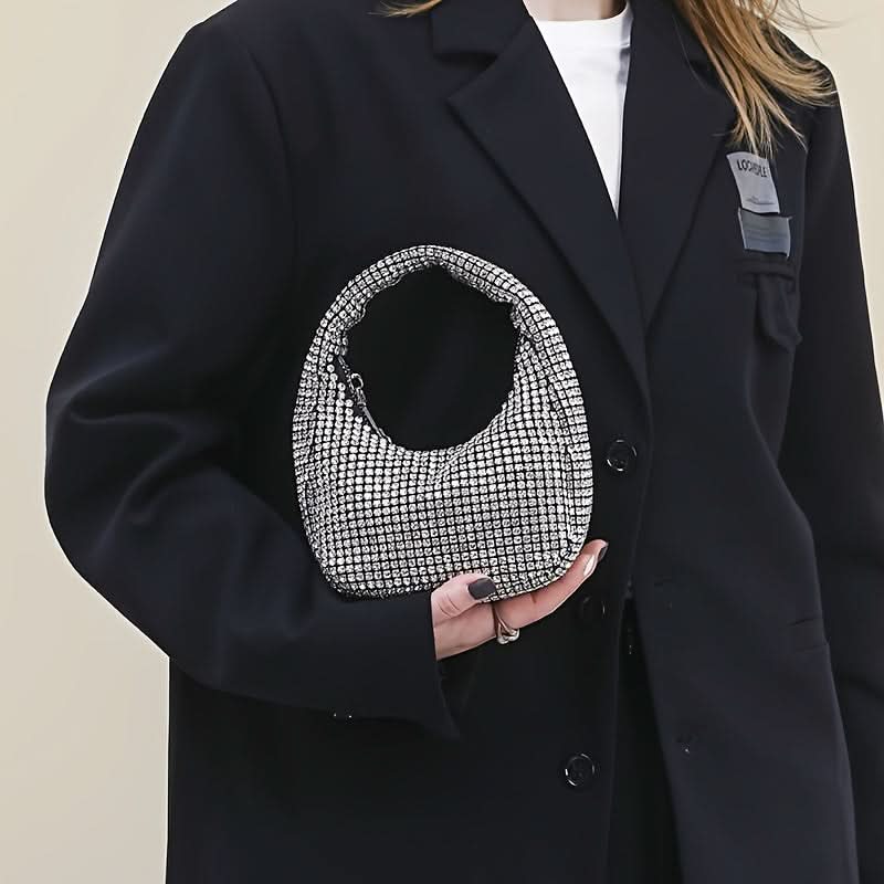Silver Rhinestone Evening Clutch for Women