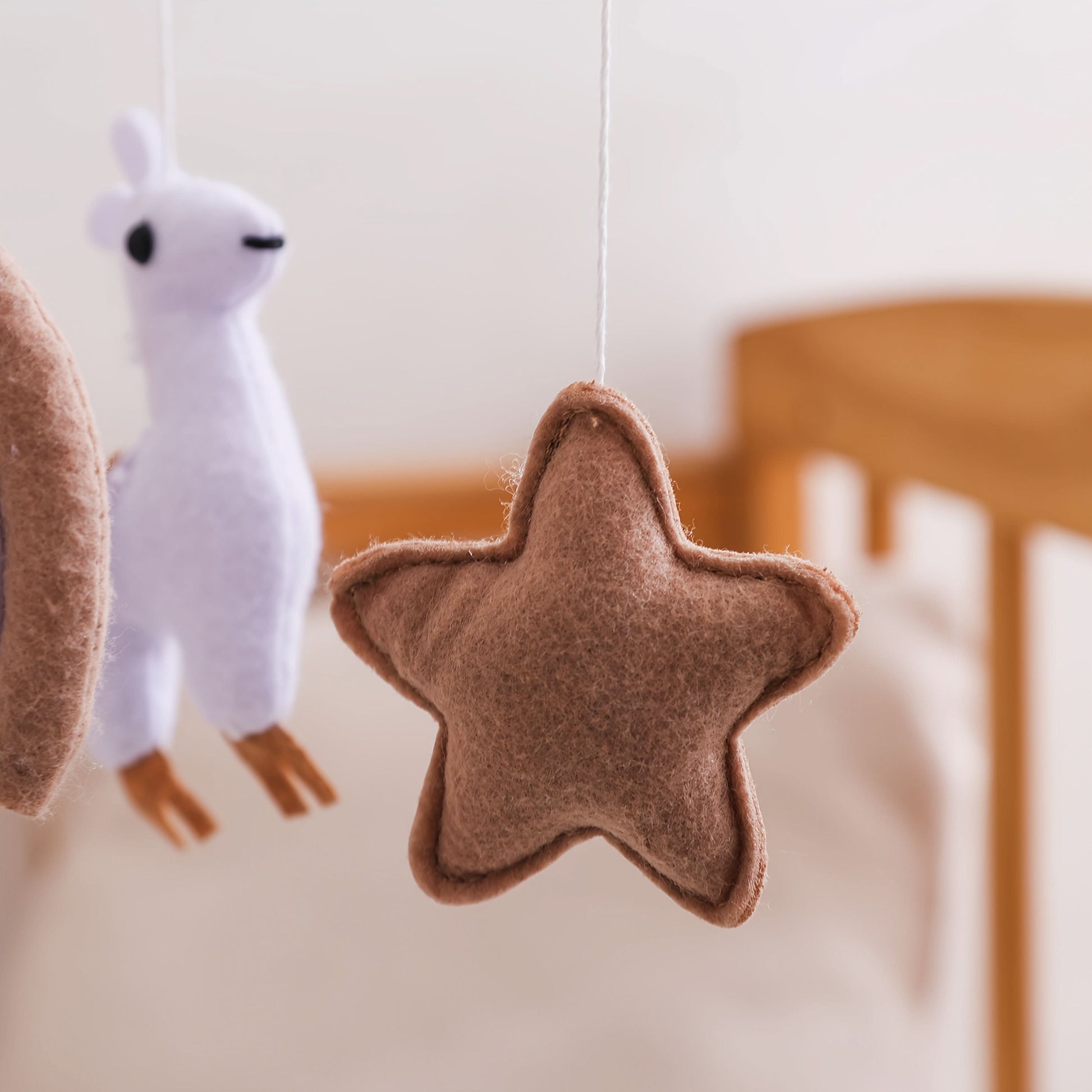 Handmade Baby Plush Animal Mobile – Crib Hanging Toy with Sheep, Clouds & Stars