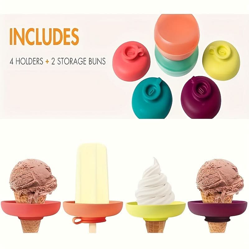 Silicone Ice Cream & Popsicle Holder Stand – Leak-Proof Cone Support