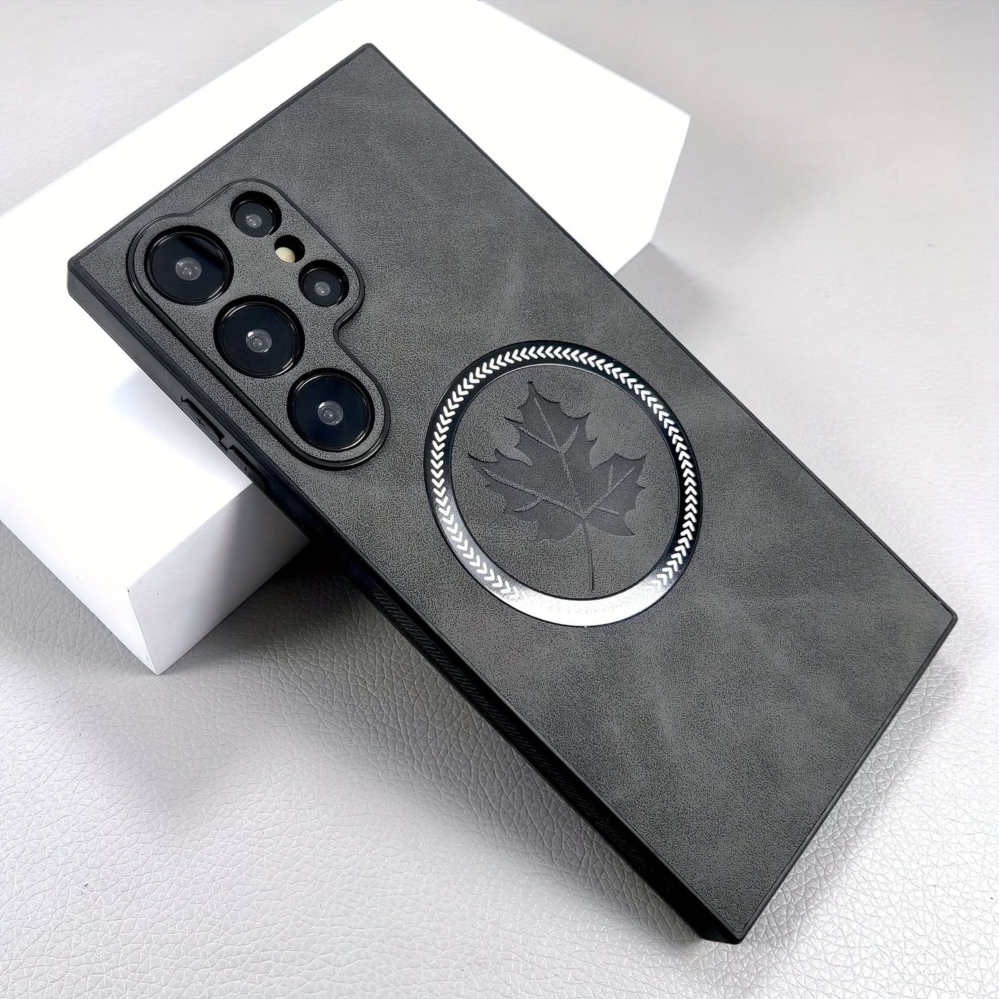 Retro Faux Leather Samsung Case with MagSafe
