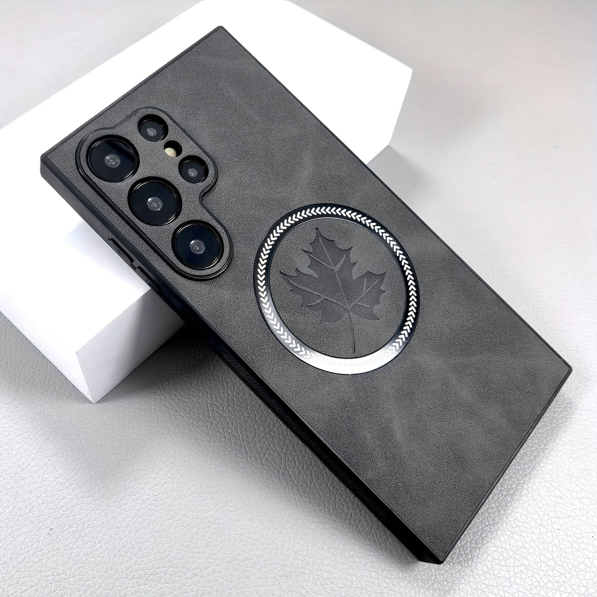 Retro Faux Leather Samsung Case with MagSafe