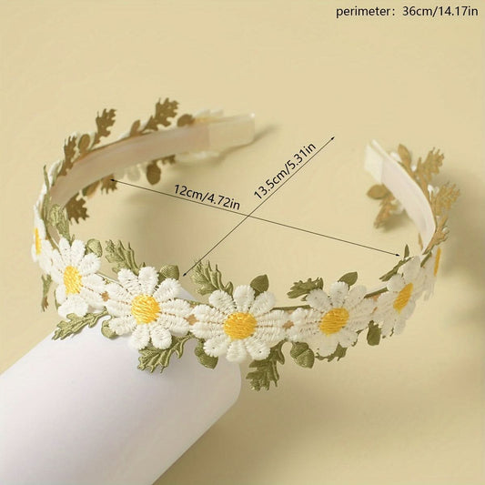 Exquisite Daisy Flower Wide Brim Hair Hoop