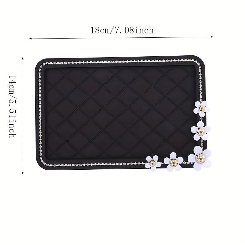 Heat-Resistant Car Dashboard Mat with Phone & Fashion Glasses Holder - Stylish Anti-Slip PVC Interior Accessory