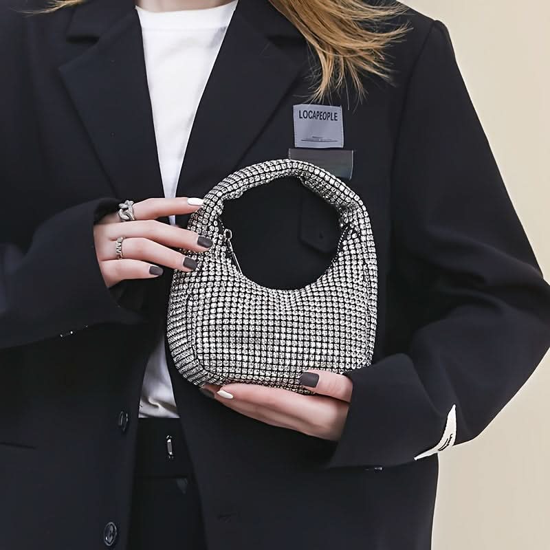 Silver Rhinestone Evening Clutch for Women
