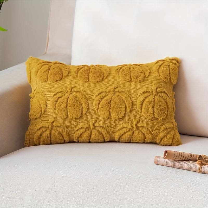 Chic Pumpkin Geometric Wool Cushion Cover