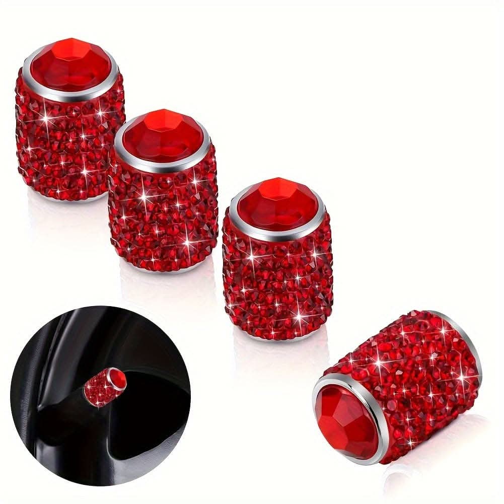 4pcs Bling Tire Valve Caps – Crystal Rhinestone Car Wheel Stem Covers