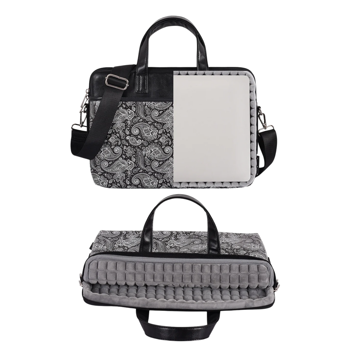 PU Leather Laptop Briefcase – Waterproof Bag with Classic Paisley Design (13 & 15 inches)