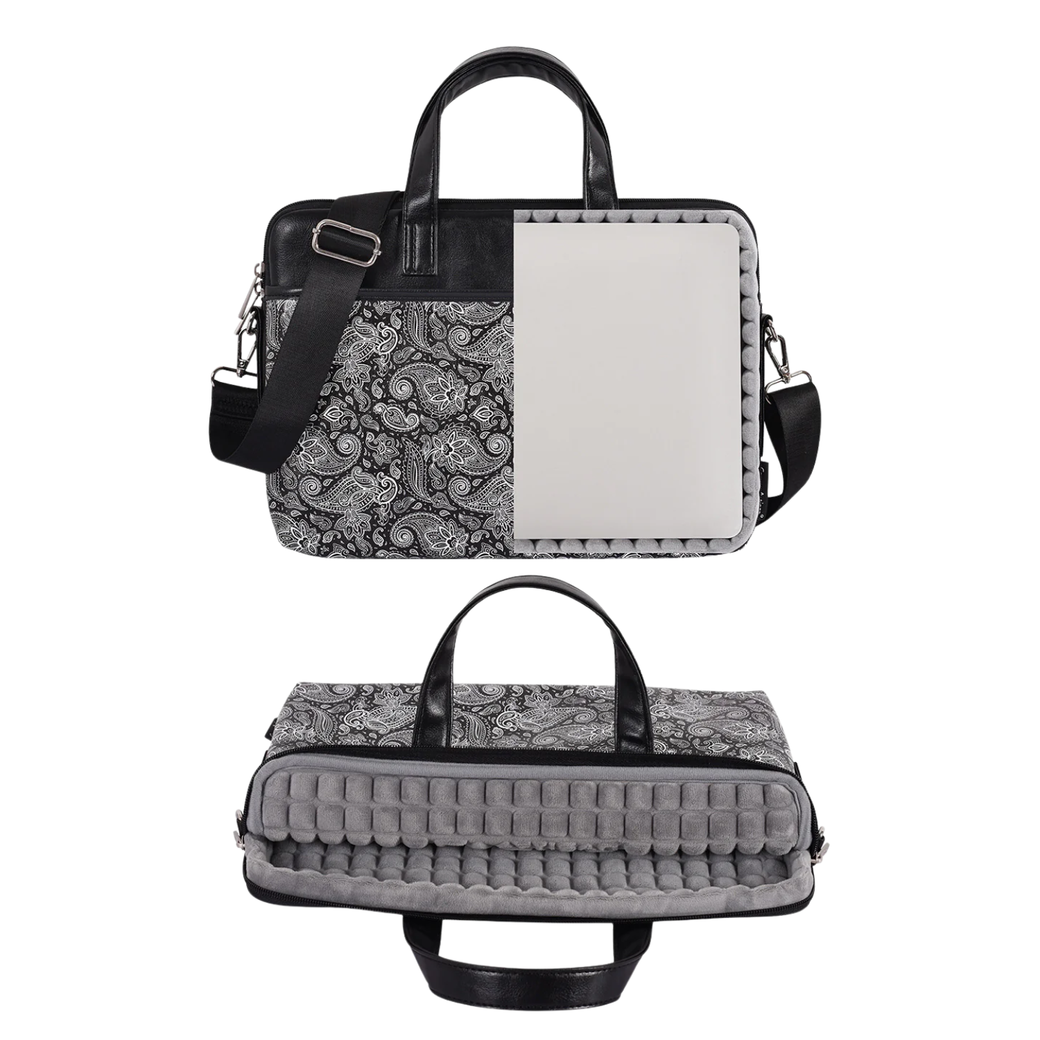 PU Leather Laptop Briefcase – Waterproof Bag with Classic Paisley Design (13 & 15 inches)