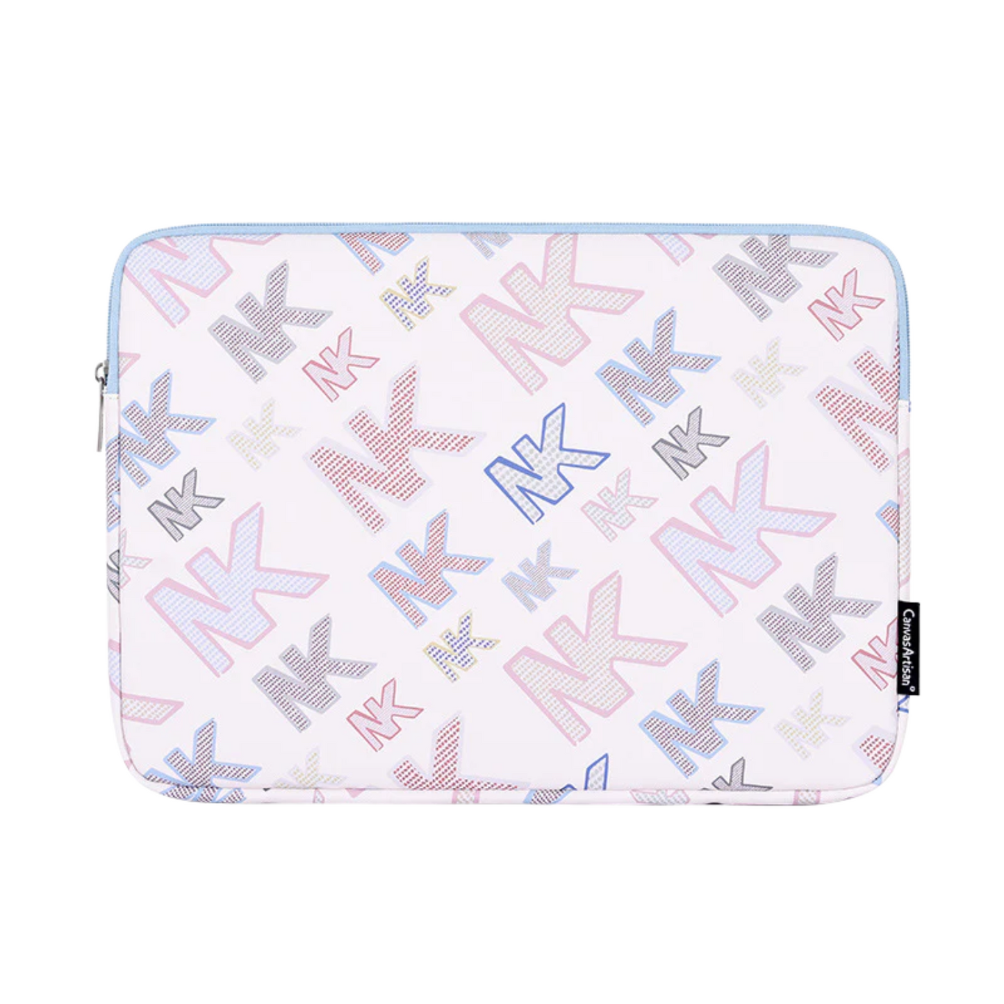 PU Laptop Sleeve with NK Monogram Print – Shock-Resistant Case for 11–15" Devices