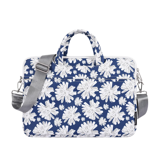 Floral Laptop Bag 13–15" – Waterproof Polyester Sleeve for MacBook & More (Daisy Briefcase)