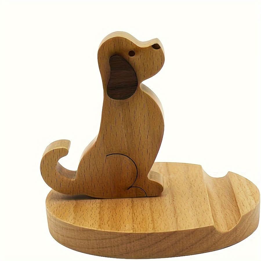 Wooden Cartoon Puppy Mobile Phone Holder