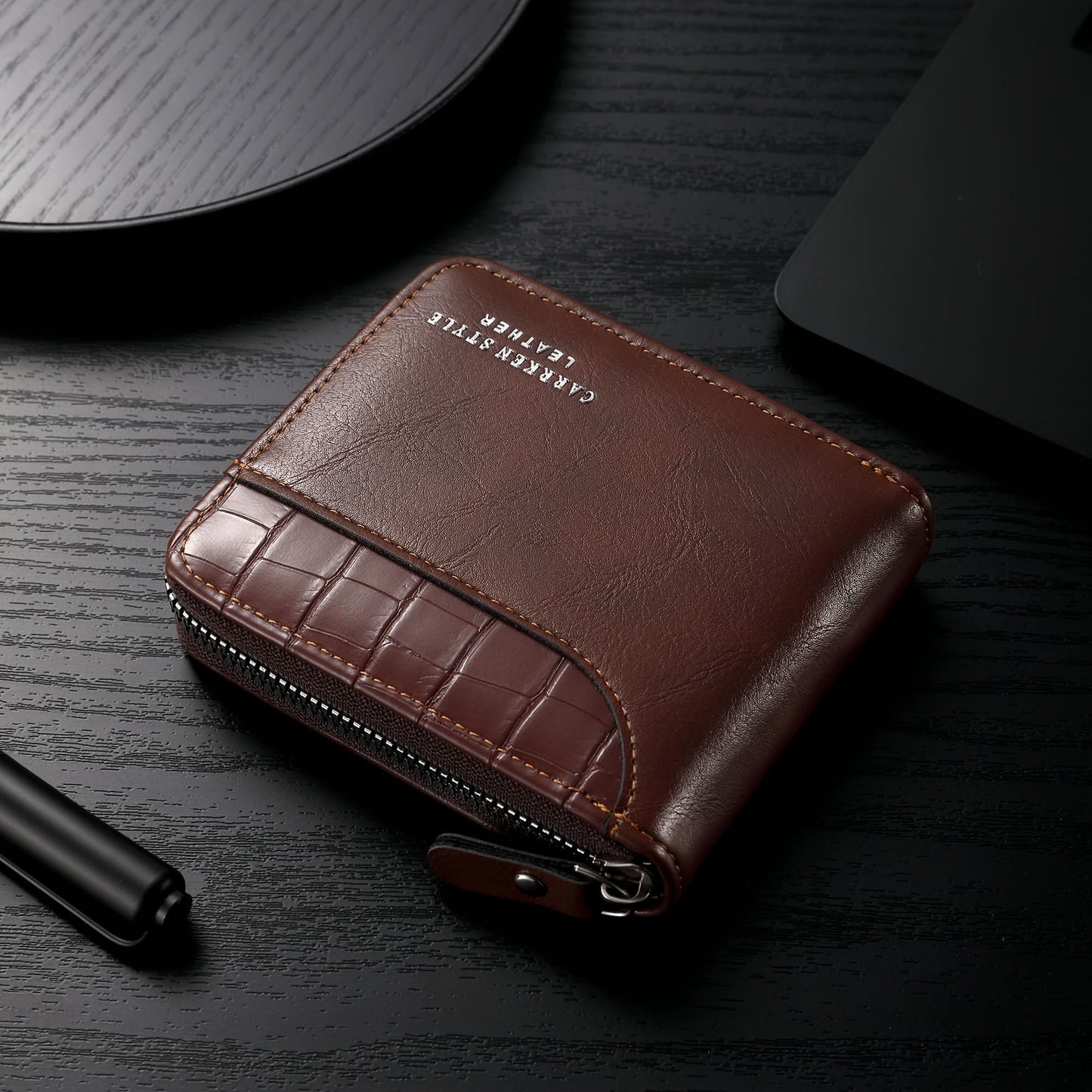 Stylish Men's Multifunctional Wallet with Zipper Closure