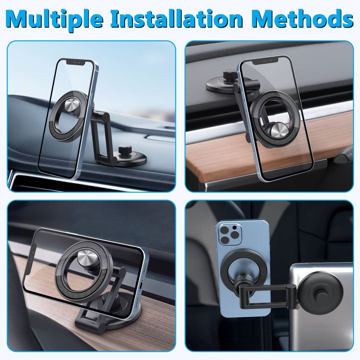 360° Rotating Car Phone Stand – Foldable Magnetic Dashboard Mount