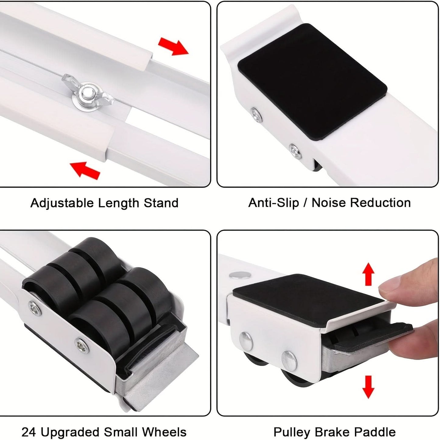 2-Piece Heavy Duty Metal Adjustable Furniture Mover Dolly Set