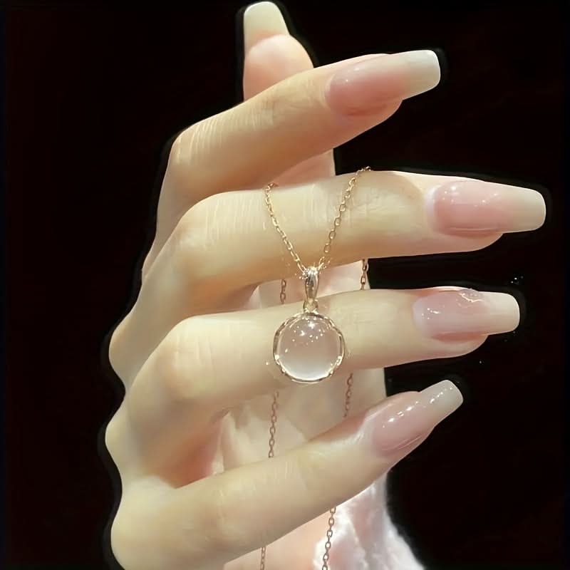Pink Chalcedony Crystal Pendant Necklace