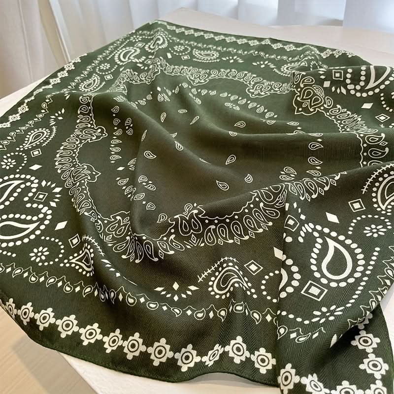 Boho Square Bandana Scarf – Cashew Print, Versatile Neckerchief