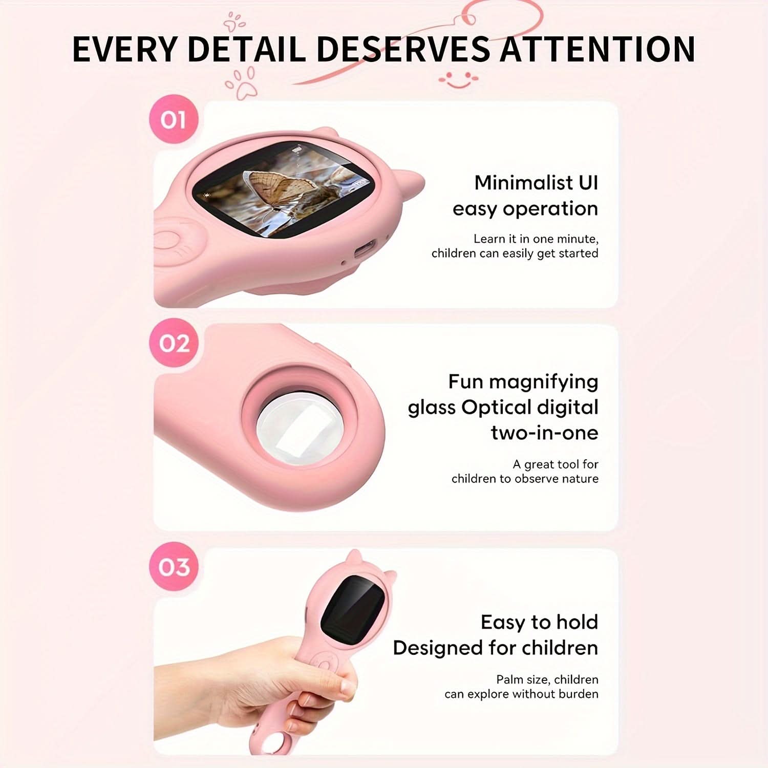Portable Kids Microscope – 2 Million Pixels Digital Handheld Magnifier