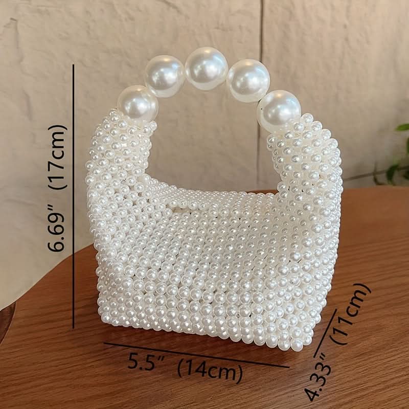 Ivory Pearl Beaded Lightweight Wristlet Clutch