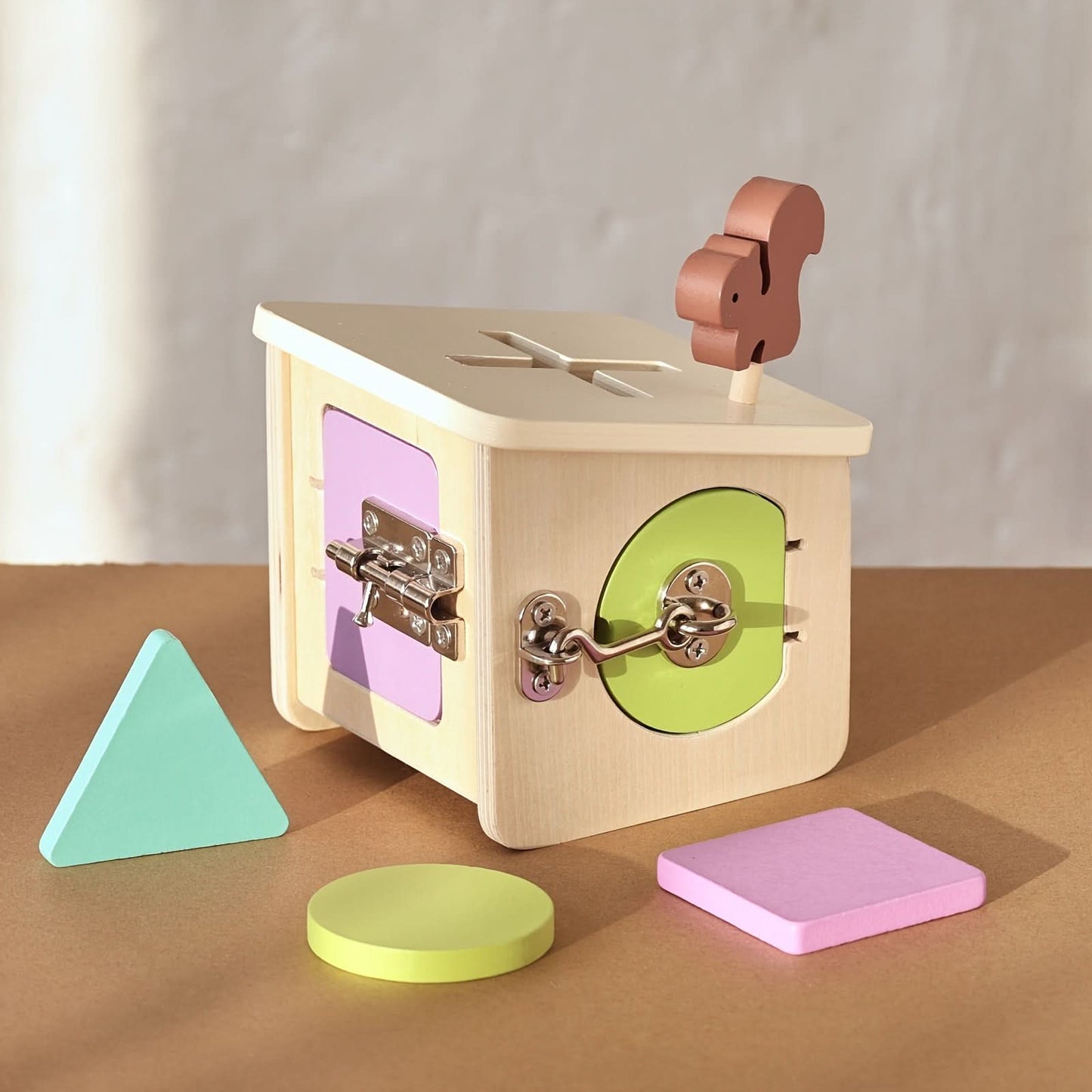 Wooden Shape Sorting Lock Box Toy – Early Education Activity Set for Toddlers