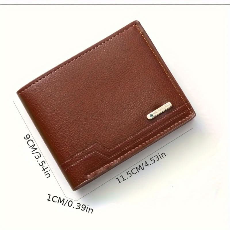 Men's Short Wallet with Money Clip – Casual Lychee Pattern