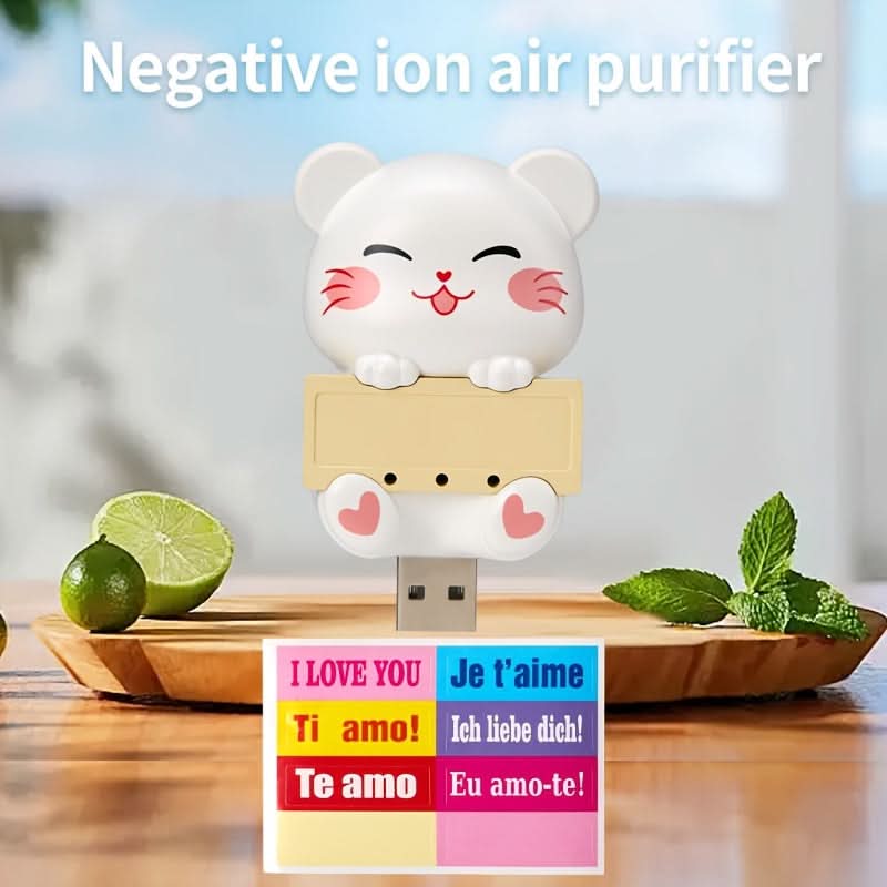 Cute Animal USB Car Air Purifier – Negative Ion Odor Eliminator