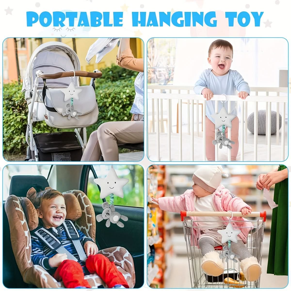 Soft Plush Pentagram Music Toy for Babies – Hanging Crib & Stroller Toy