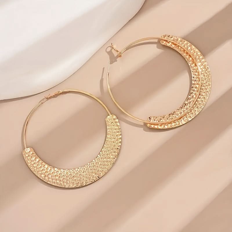 Textured Gold-Plated Hoop Earrings