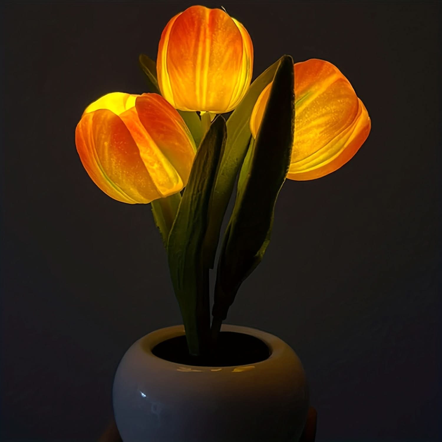 LED Tulip Simulation Night Light - Romantic Vase Decor