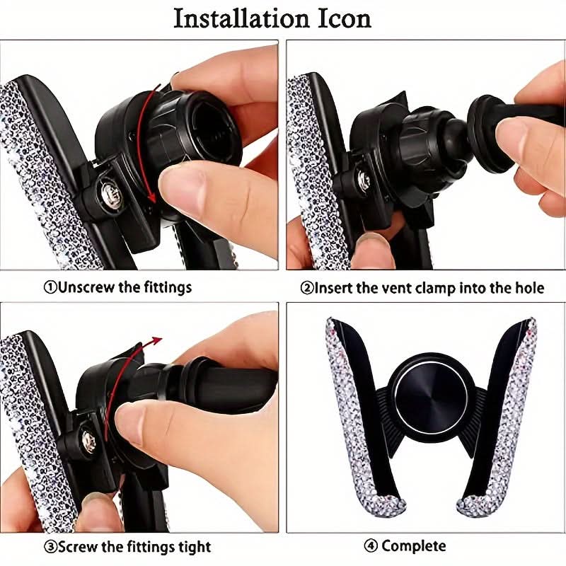 Car Phone Holder with Artificial Diamond
