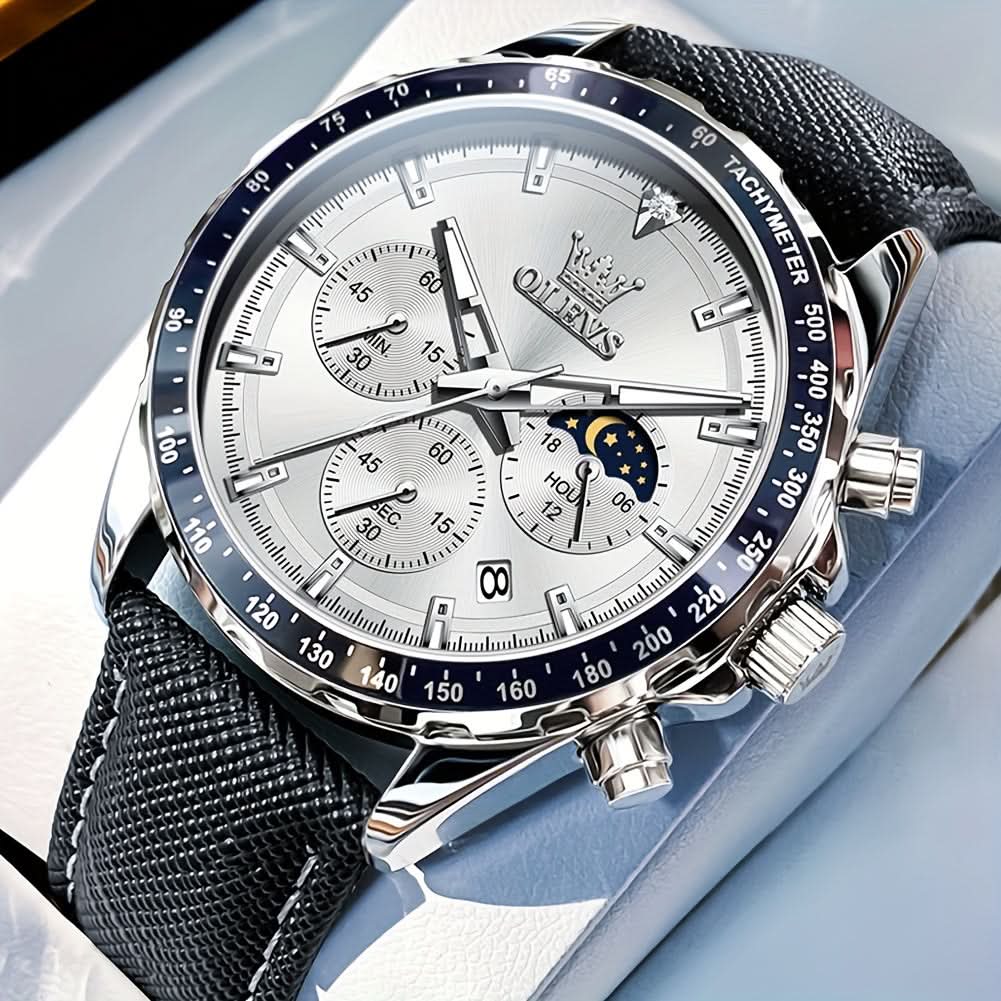 OLEVS Men's Luxury Chronograph Moon Phase Watch