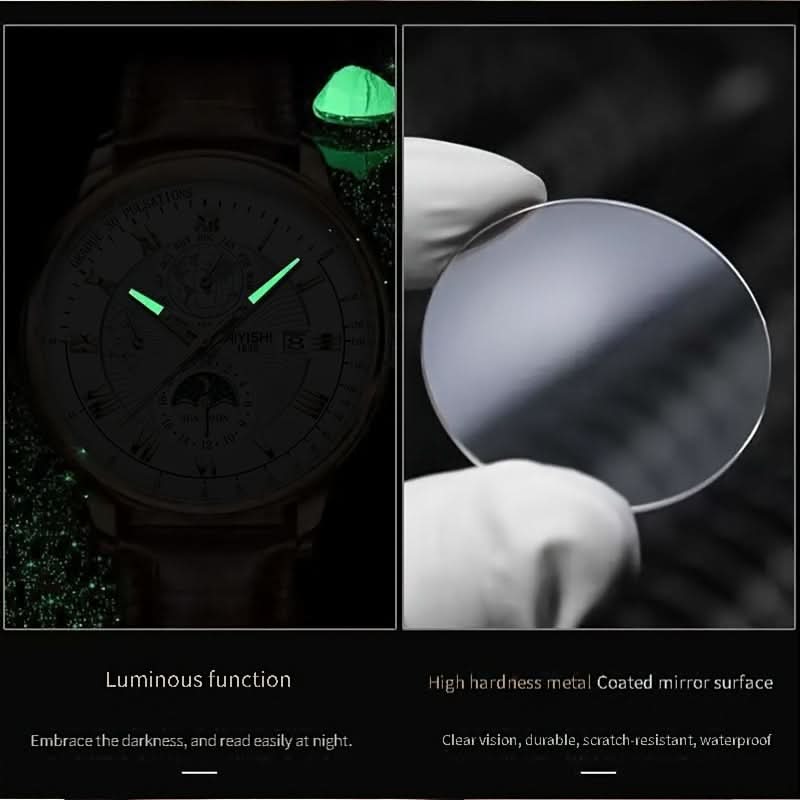 AIYISHI Men's Business Sports Luminous Quartz Watch, Calendar Feature