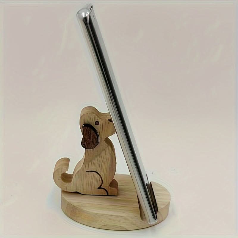 Wooden Cartoon Puppy Mobile Phone Holder