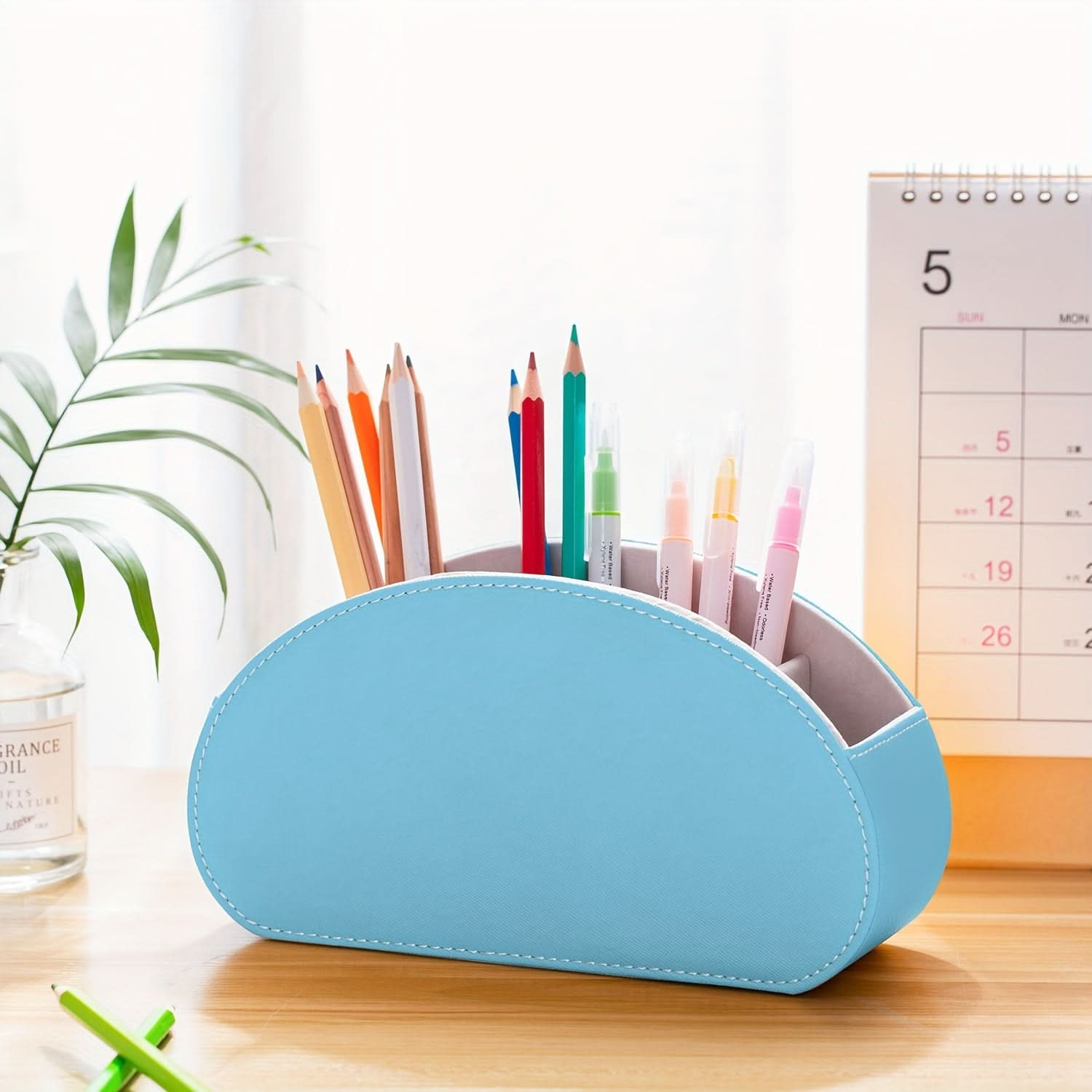 5-Compartment PU Leather Remote Organizer Box