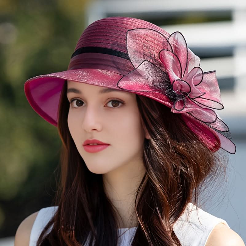 Women’s Floral Jacquard Sun Hat – Spring/Summer Visor with Elastic Fit & Drawstring