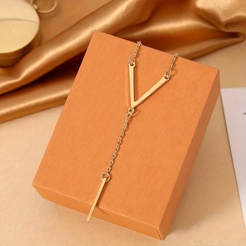 V-Shaped Long Pendant Necklace – Elegant Minimalist Accessory